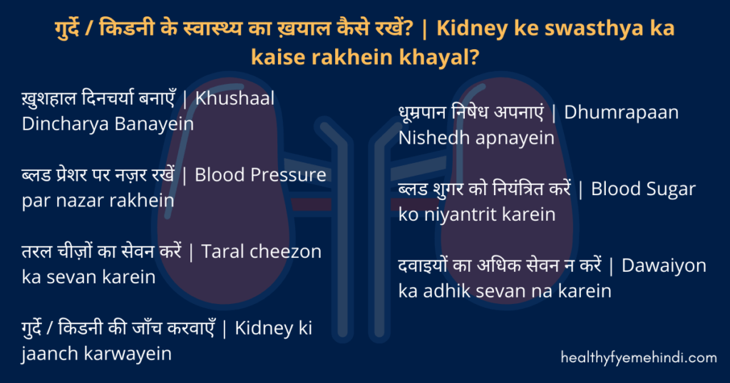 गुर्दे / किडनी के स्वास्थ्य का ख़याल कैसे रखें Kidney ke swasthya ka kaise rakhein khayal in hindi